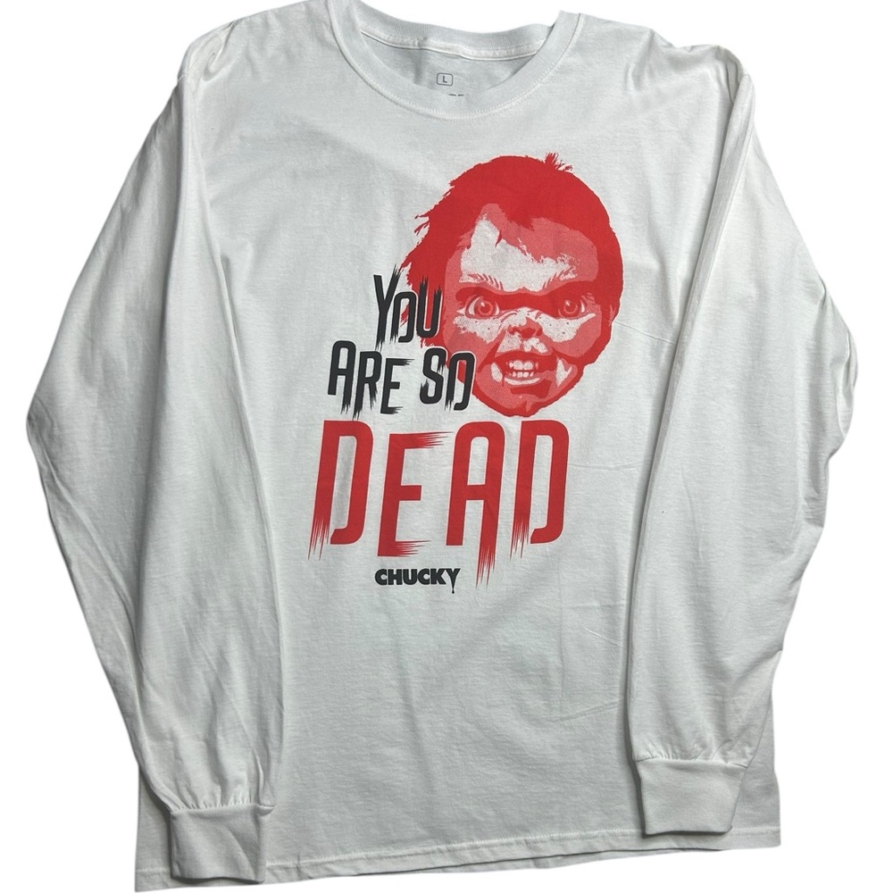 Chucky Horror Graphic Long Sleeve Shirt You Are So‎ Dead White Men’s Size Large